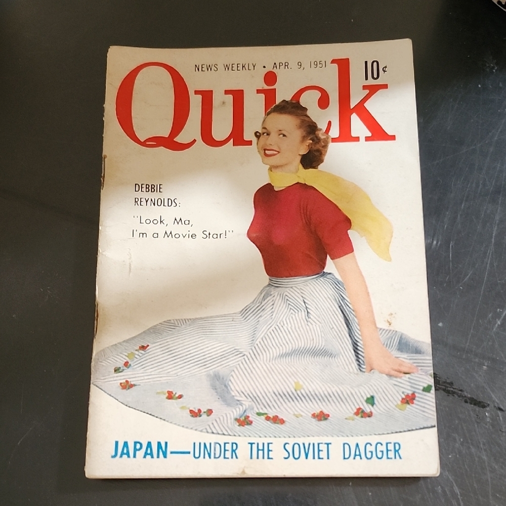 VINTAGE QUICK MAGAZINE with DEBBIE REYNOLDS on the COVER - APRIL 1951
